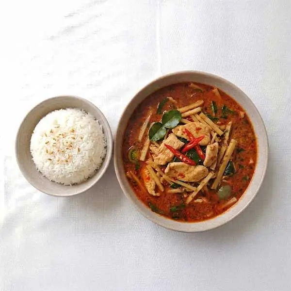 Thai Red Chicken Curry with Bamboo Shoots & Jasmine Rice